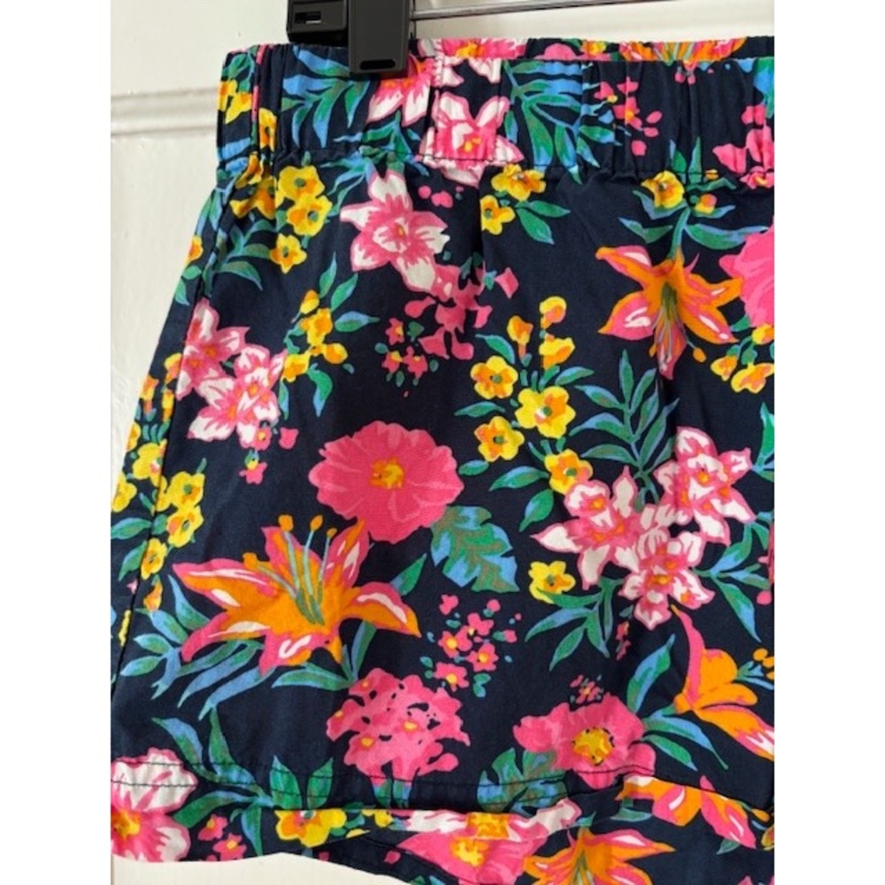 J.Crew Re-Imagined Floral Cotton Pull On Shorts Navy Pink Orange Womens Medium - Picture 2 of 10